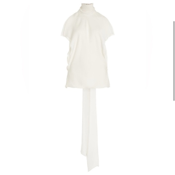 BRANDON MAXWELL The Ilana Layered 100% Silk Top in Ivory NWT - Picture 4 of 10